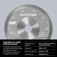 Disco diamantato per gres porcellanato e piastrelle, 150mm, diametro interno di 22.2mm