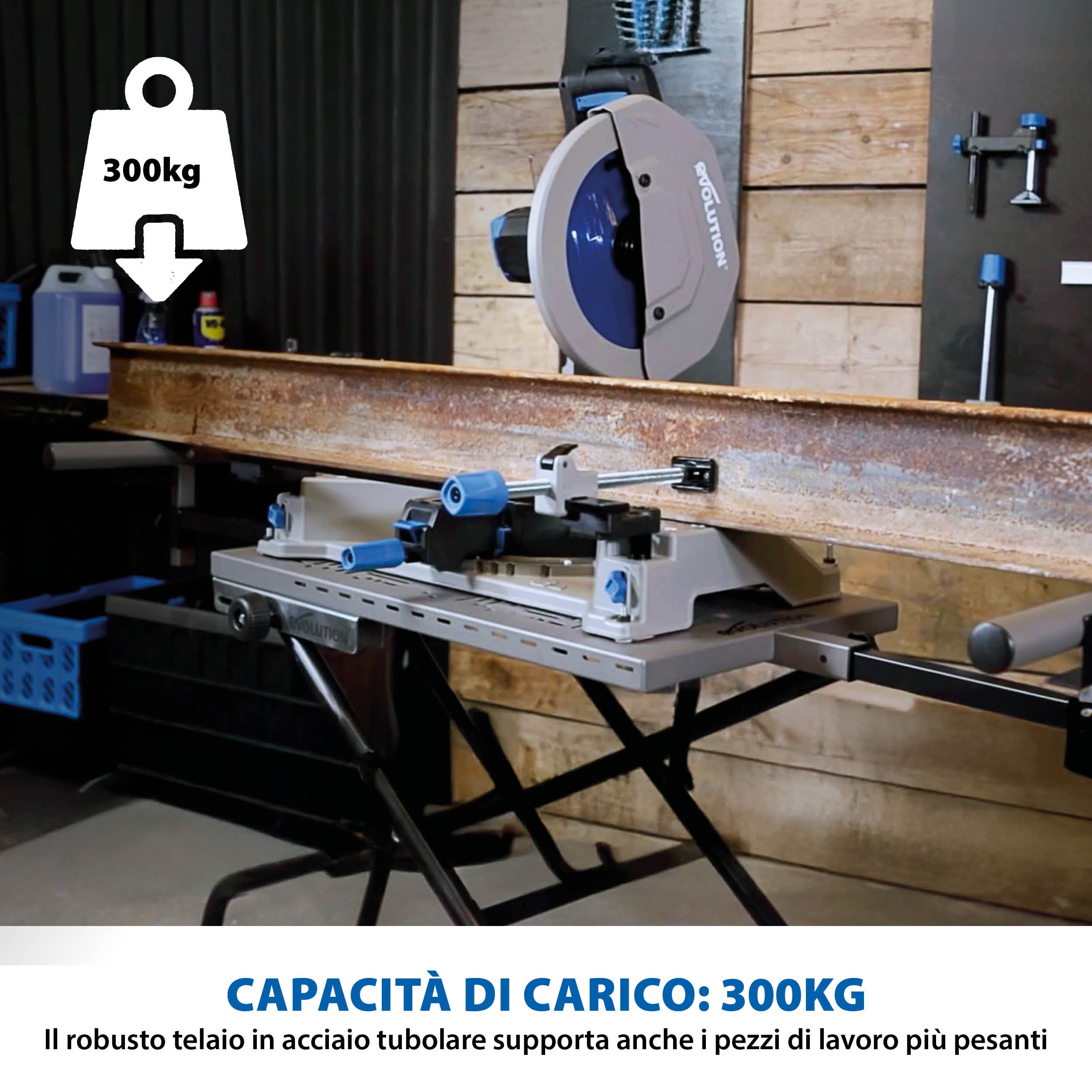 Troncatrice per metallo da 355 mm Evolution S355MCS + Supporto con ruote MCSSTAND