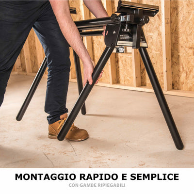 Pacchetto Evolution: Troncatrice radiale angolare R210SMS-300+ da 210 mm con Lama multi-materiale TCT + Supporto universale