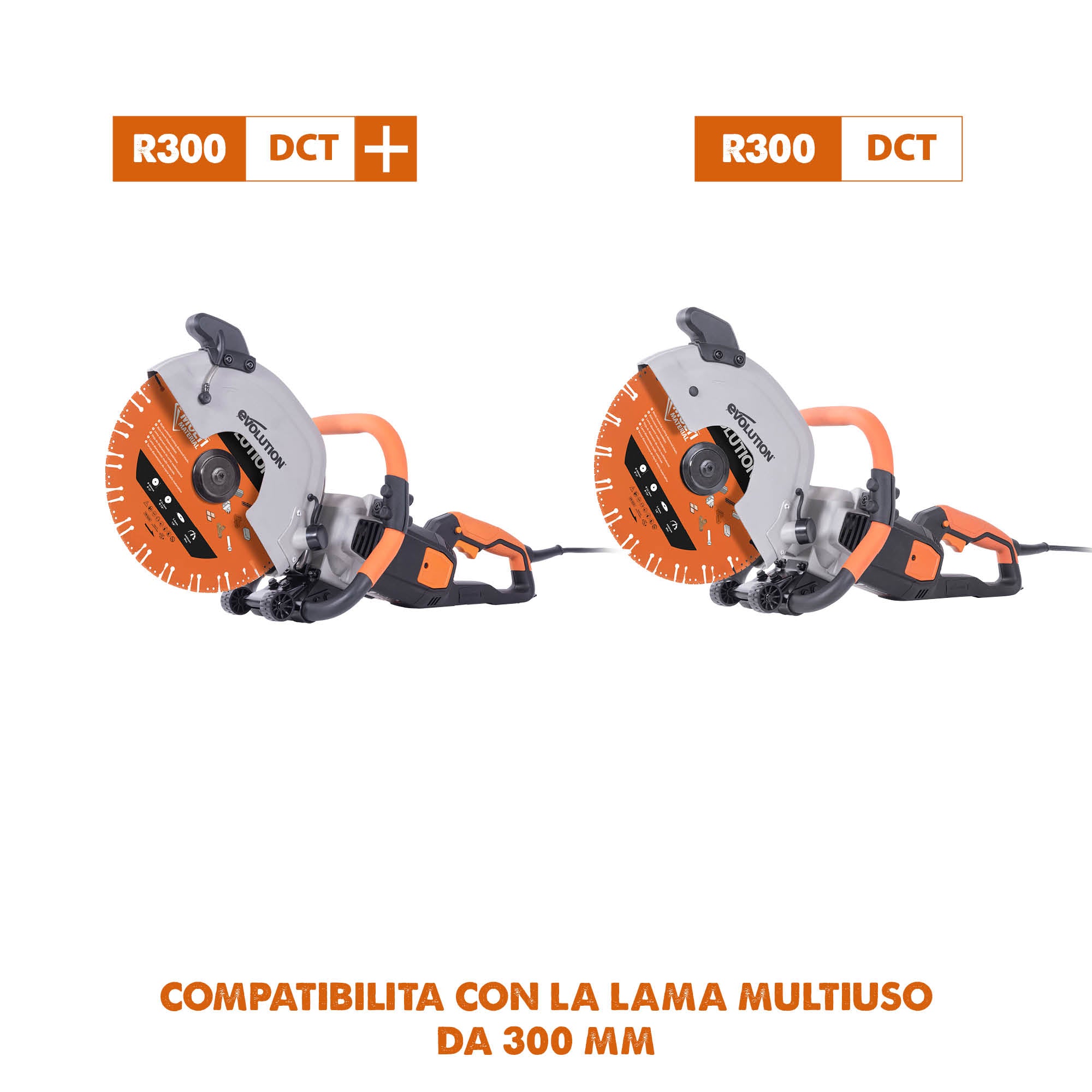 Disco diamantato per demolizione multi-materiale, segmentato, 300mm, alesaggio 22,2mm, Evolution per troncatrici per calcestruzzo