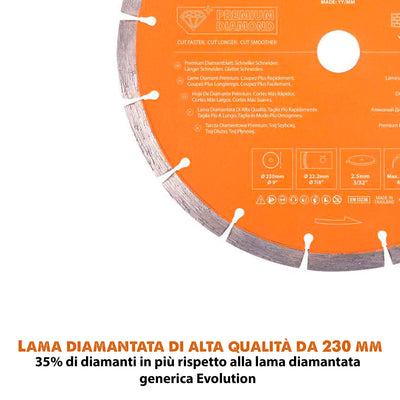Disco diamantato premium segmentato 230mm foro 22,2mm