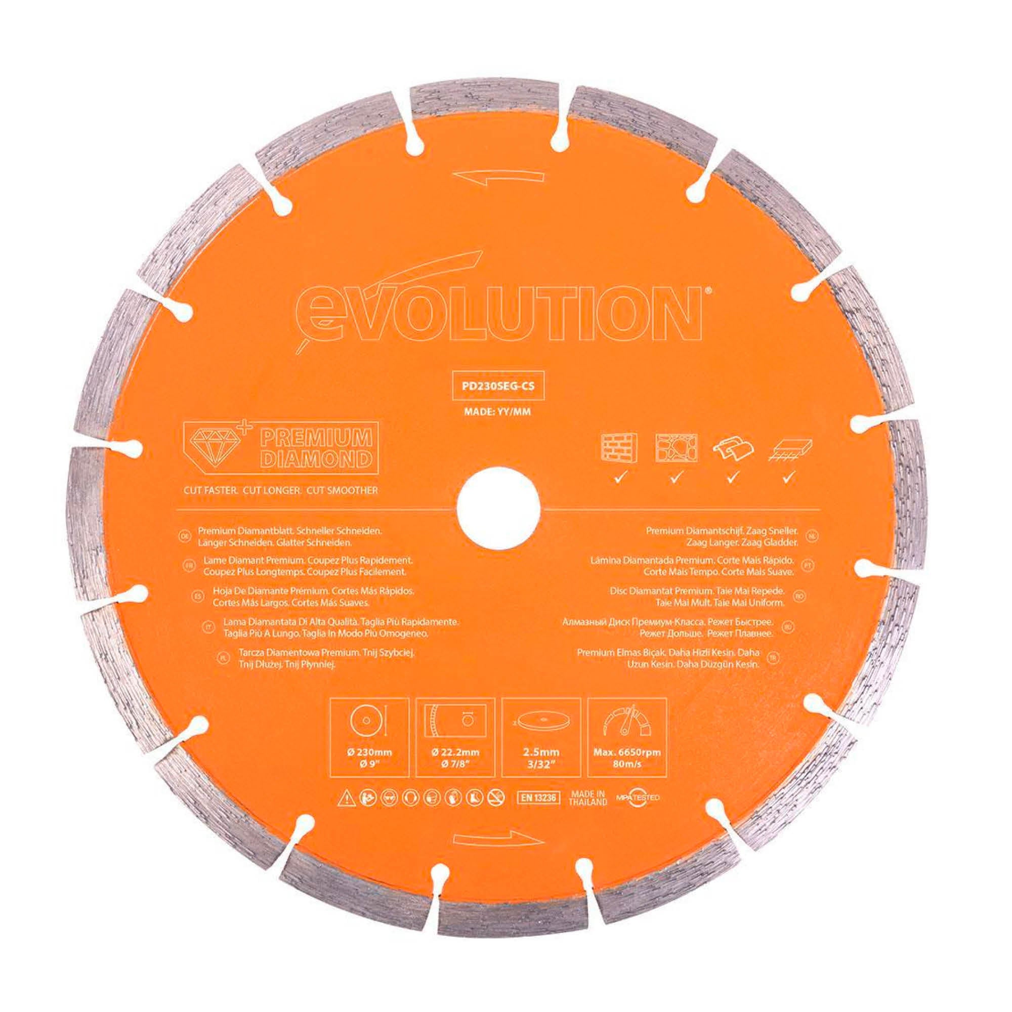 Disco diamantato premium segmentato 230mm foro 22,2mm