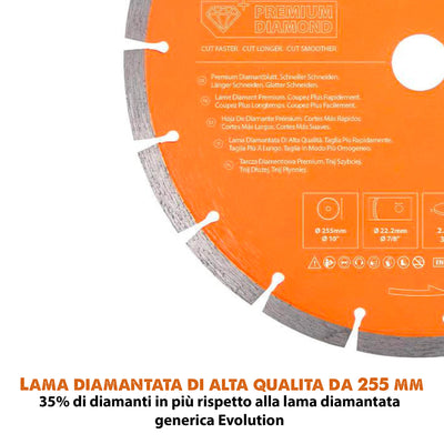 Disco diamantato premium segmentato 255mm foro 22,2mm