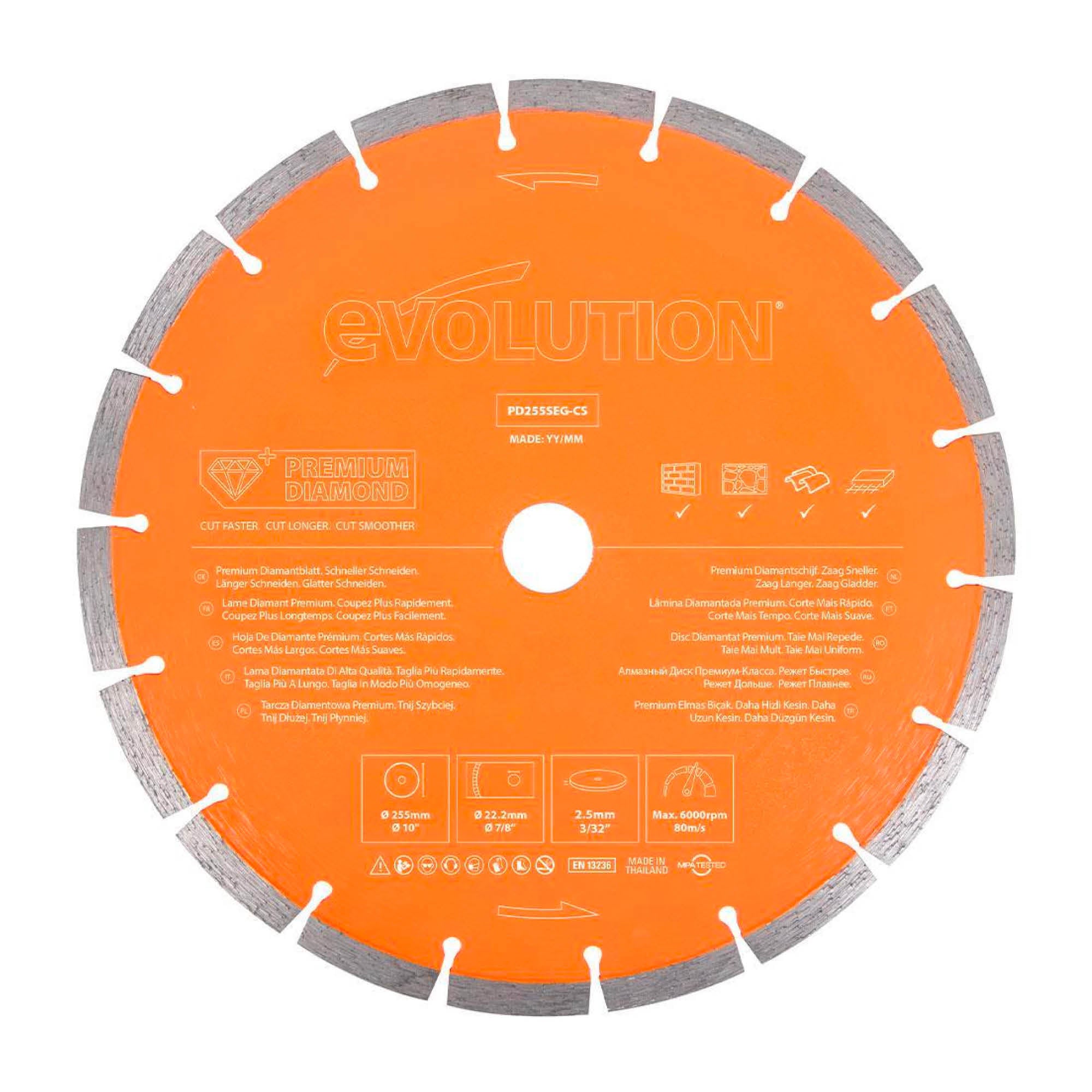 Disco diamantato premium segmentato 255mm foro 22,2mm