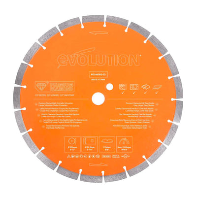 Disco diamantato premium segmentato da 300 mm con foro da 22,2 mm Evolution per sega circolare per calcestruzzo