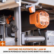 Banco sega R255TBL+ 1800W con lama da 255mm multi-materiale TCT + Supporto portatile con ruote