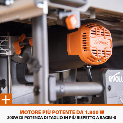 Banco sega R255TBL+ 1800W con lama da 255mm multi-materiale TCT + Supporto portatile con ruote