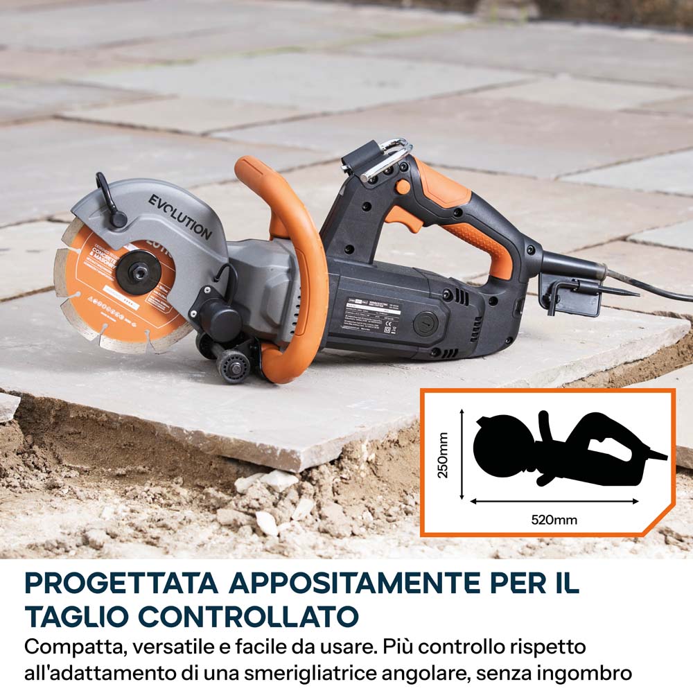 Sega elettrica per cemento da 150mm con sistema anti-polvere ad acqua e disco diamantato ad alta resistenza | R150DCT-PRO