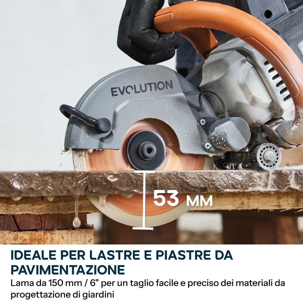Sega elettrica per cemento da 150mm con sistema anti-polvere ad acqua e disco diamantato ad alta resistenza | R150DCT-PRO