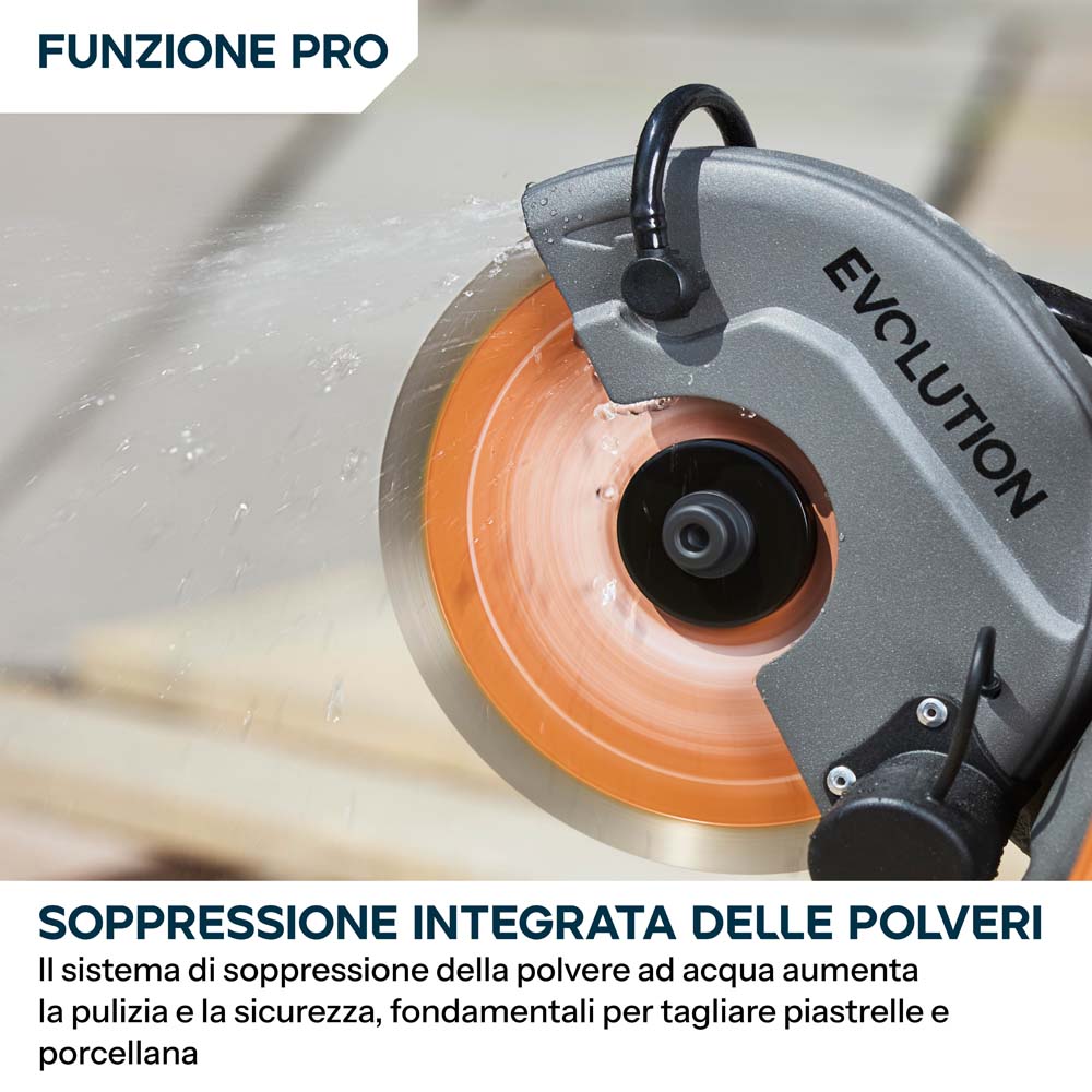 Sega elettrica per cemento da 150mm con sistema anti-polvere ad acqua e disco diamantato ad alta resistenza | R150DCT-PRO