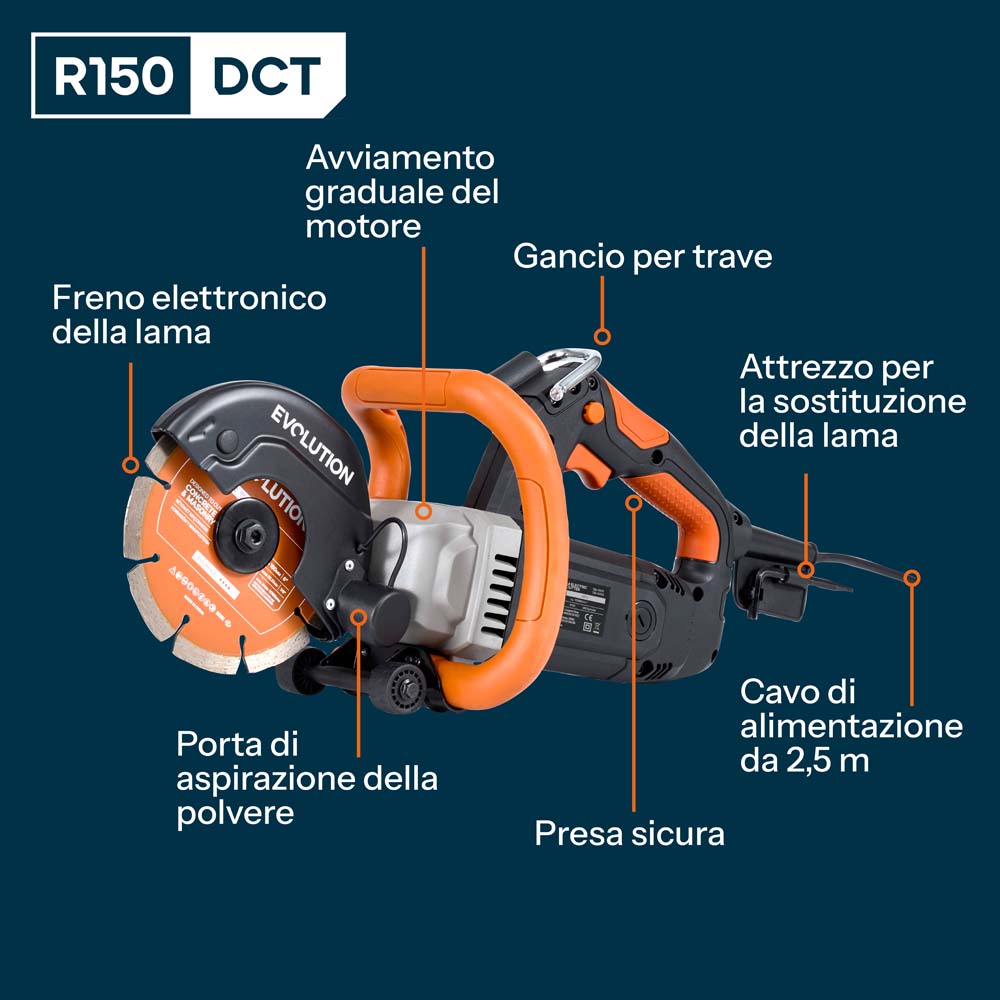 Sega elettrica per cemento da 150mm con disco diamantato Endurance | R150DCT