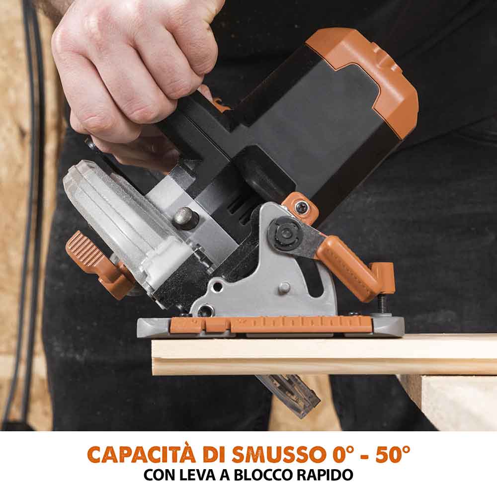 Sega circolare a batteria 165mm Evolution R165CCS-Li con lama multi-materiale TCT, batteria da 4Ah e caricabatterie rapido.