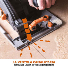 Sega circolare Evolution R185CCSX con lama da 185mm multi-materiale TCT e binari guida da 1,02m