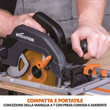 Sega circolare Evolution R185CCSX con lama da 185mm multi-materiale TCT e binari guida da 1,02m