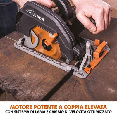Sega circolare Evolution R185CCSX+ con lama da 185mm multi-materiale TCT + borsa per il trasporto