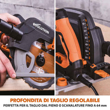 Pacchetto Evolution: Sega circolare R185CCSX+ con lama da 185mm multi-materiale TCT + borsa per il trasporto + Binari guida al taglio universali da 2,8 m