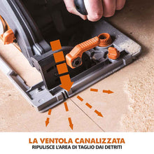 Pacchetto Evolution: Sega circolare R185CCSX+ con lama da 185mm multi-materiale TCT + borsa per il trasporto + Binari guida al taglio universali da 2,8 m
