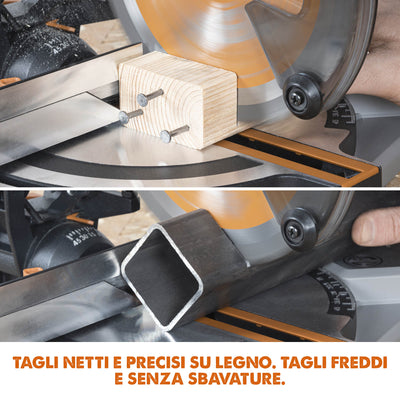 Troncatrice angolare a batteria Evolution R185CMS-Li da 185 mm con lama multi-materiale TCT, batteria da 4 Ah e caricabatterie