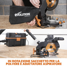 Troncatrice angolare a batteria Evolution R185CMS-Li da 185 mm con lama multi-materiale TCT, batteria da 4 Ah e caricabatterie