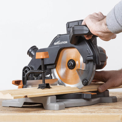 Troncatrice angolare a batteria Evolution R185CMS-Li da 185 mm con lama multi-materiale TCT, batteria da 4 Ah e caricabatterie