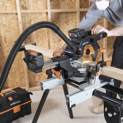 Troncatrice radiale angolare a batteria Evolution R185SMS-Li da 185 mm con lama multi-materiale TCT, batteria da 4 Ah e caricabatterie rapido