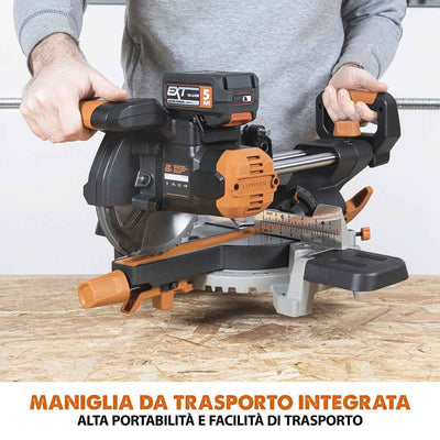 Troncatrice radiale angolare a batteria Evolution R185SMS-Li da 185 mm con lama multi-materiale TCT, batteria da 4 Ah e caricabatterie rapido