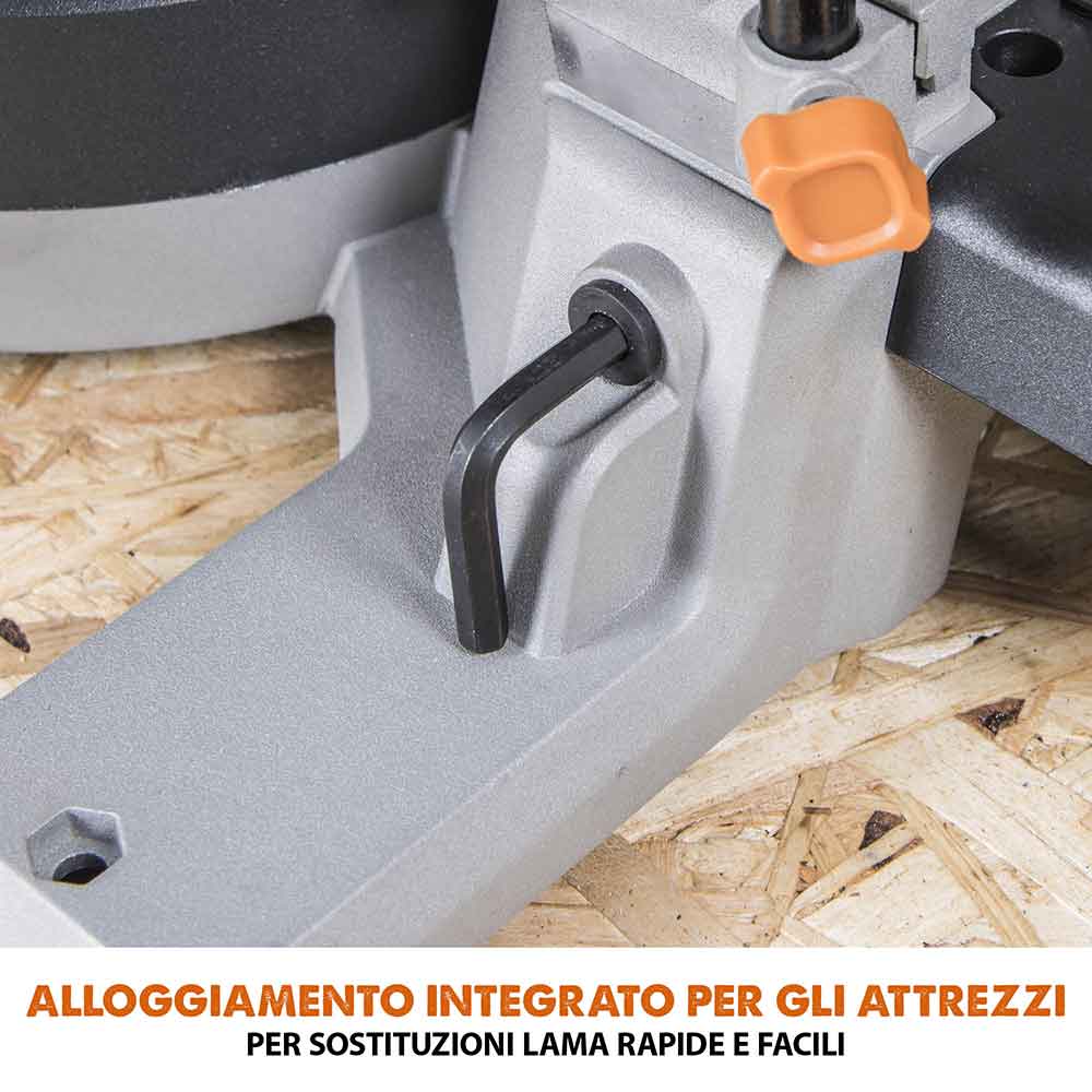 Troncatrice radiale angolare a batteria Evolution R185SMS-Li da 185 mm con lama multi-materiale TCT senza batteria e caricabatterie rapido