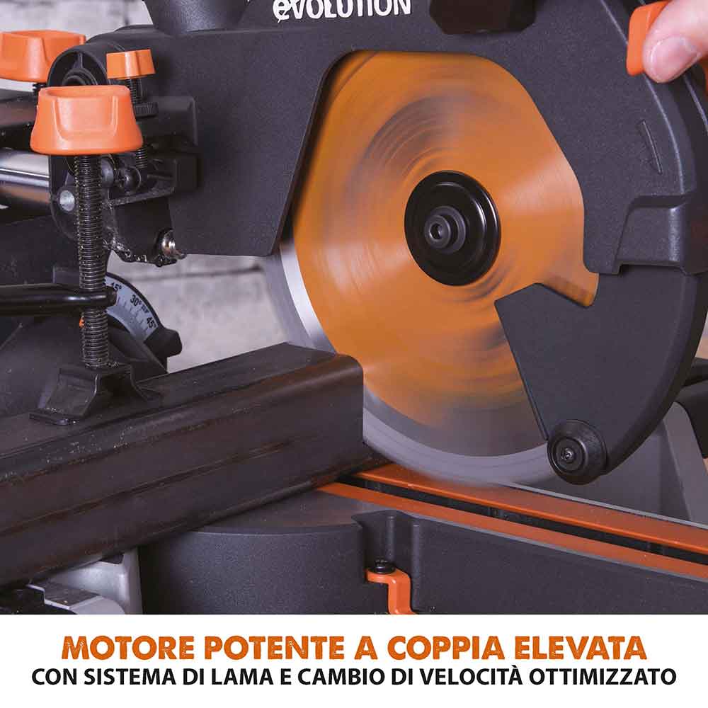 Pacchetto Evolution: Troncatrice radiale angolare R210SMS-300+ da 210 mm con Lama multi-materiale TCT + Supporto universale