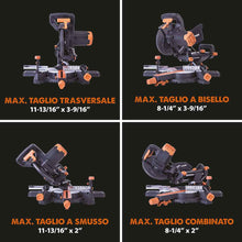 Pacchetto Evolution: Troncatrice radiale angolare R210SMS-300+ da 210 mm con Lama multi-materiale TCT + Supporto universale