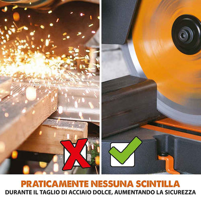 Pacchetto Evolution: Troncatrice radiale angolare R210SMS-300+ da 210 mm con Lama multi-materiale TCT + Supporto universale