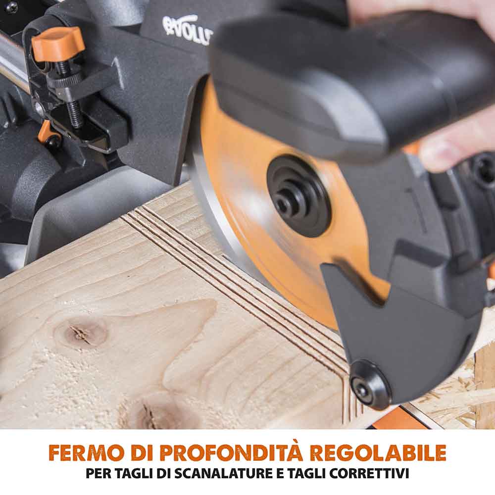 Pacchetto Evolution: Troncatrice radiale angolare R210SMS-300+ da 210 mm con Lama multi-materiale TCT + Supporto universale