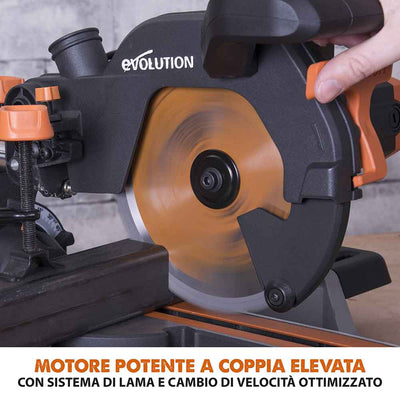 Pacchetto Evolution: Troncatrice radiale angolare R210SMS+ con lama multi-materiale TCT + Supporto universale