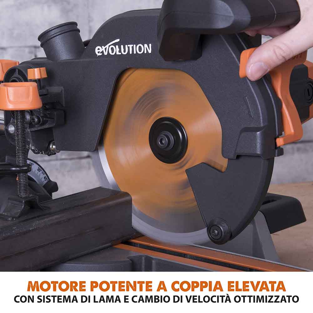 Pacchetto Evolution: Troncatrice radiale angolare R210SMS+ con lama multi-materiale TCT + Supporto universale