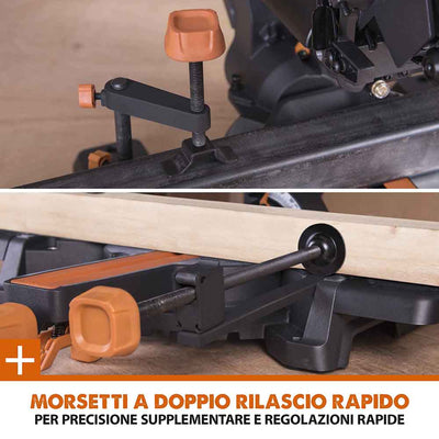 Pacchetto Evolution: Troncatrice radiale angolare R210SMS+ con lama multi-materiale TCT + Supporto universale