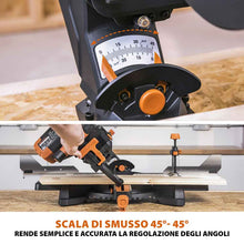 Pacchetto Evolution: Troncatrice radiale a doppia inclinazione da 255mm R255SMS-DB+ con lama multi-materiale TCT e lama per legno da finitura + Supporto universale PLUS