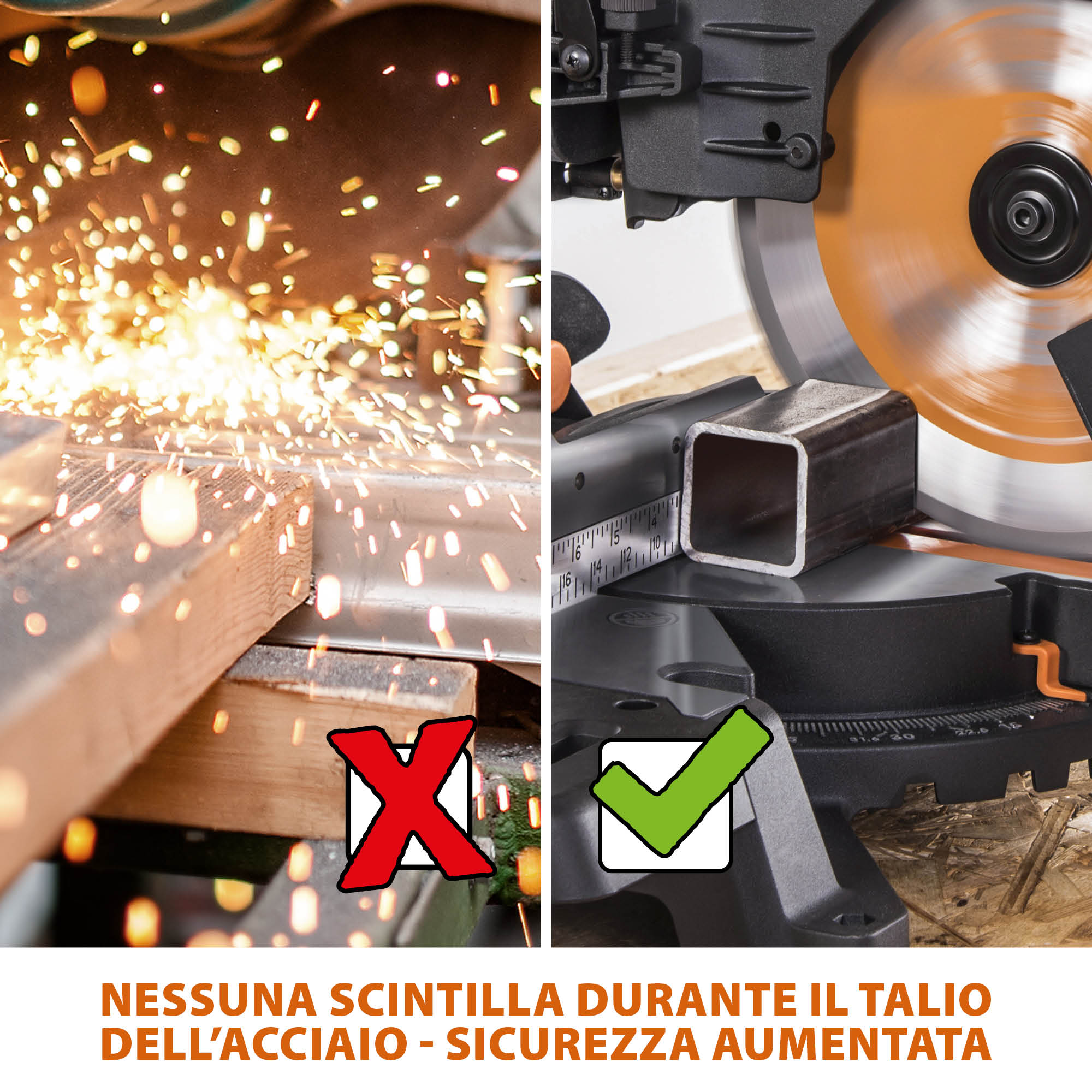 Pacchetto Evolution: Troncatrice radiale angolare da 255 mm R255SMS+ con lama multi-materiale TCT + Supporto universale