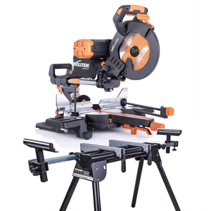 Pacchetto Evolution: Troncatrice radiale a doppia inclinazione da 255mm R255SMS-DB+ con lama multi-materiale TCT + Supporto universale