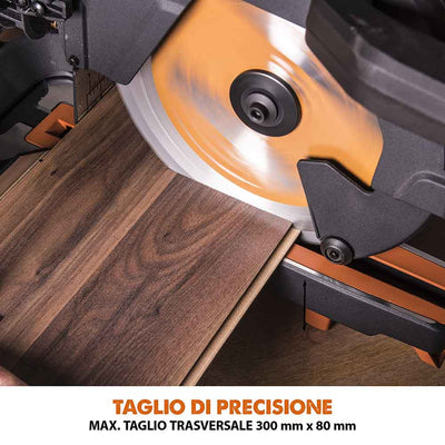 Pacchetto Evolution: Troncatrice radiale angolare da 255 mm R255SMS+ con lama multi-materiale TCT + Supporto universale