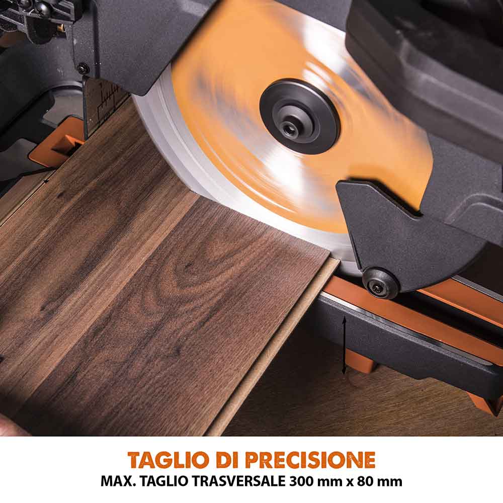 Pacchetto Evolution: Troncatrice radiale angolare da 255 mm R255SMS+ con lama multi-materiale TCT + Supporto universale PLUS