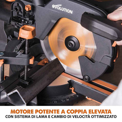 Pacchetto Evolution: Troncatrice radiale angolare da 255 mm R255SMS+ con lama multi-materiale TCT + Supporto universale