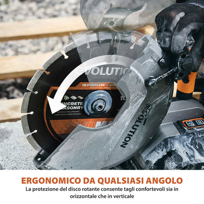 Sega per calcestruzzo a batteria Evolution R260DCT-Li – disco da 260 mm, motore senza spazzole 36V, raffreddamento ad acqua automatico