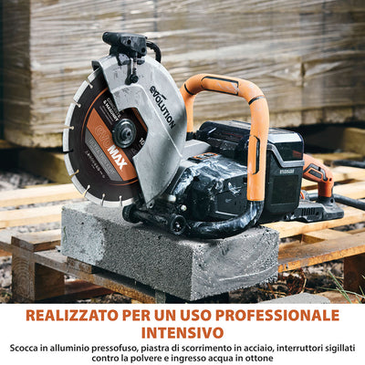 Sega per calcestruzzo a batteria Evolution R260DCT-Li – disco da 260 mm, motore senza spazzole 36V, raffreddamento ad acqua automatico