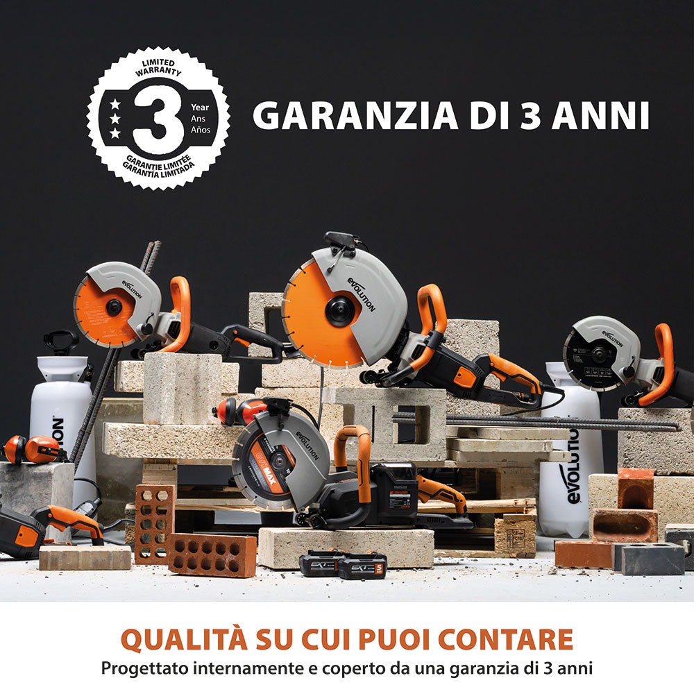 Sega per calcestruzzo a batteria Evolution R260DCT-Li – disco da 260 mm, motore senza spazzole 36V, raffreddamento ad acqua automatico