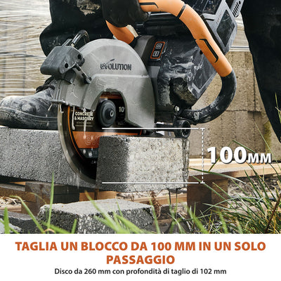 Sega per calcestruzzo a batteria Evolution R260DCT-Li, disco da 260 mm, senza batterie e caricabatterie