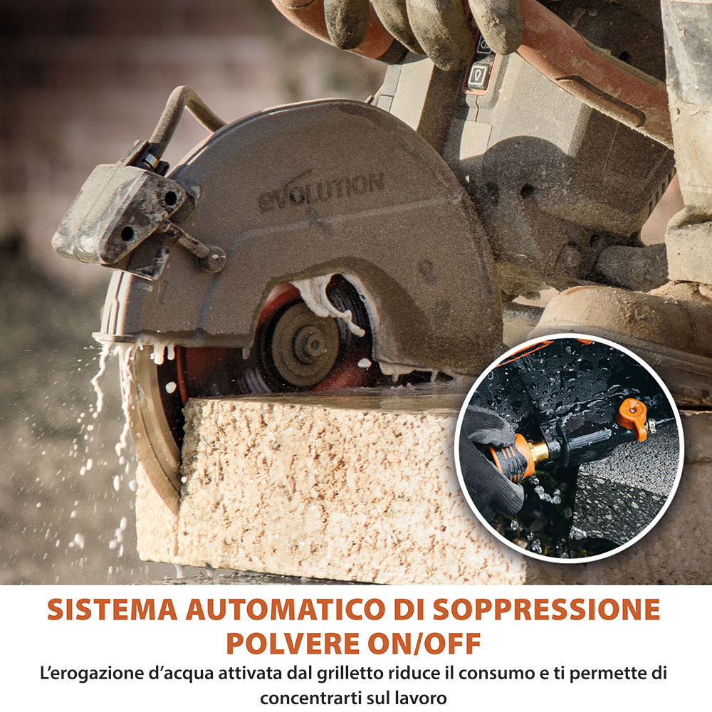 Sega per calcestruzzo a batteria Evolution R260DCT-Li – disco da 260 mm, motore senza spazzole 36V, raffreddamento ad acqua automatico