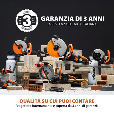 Sega per calcestruzzo elettrica 350mm Evolution R350DCT+ con sistema antipolvere e disco diamantato premium
