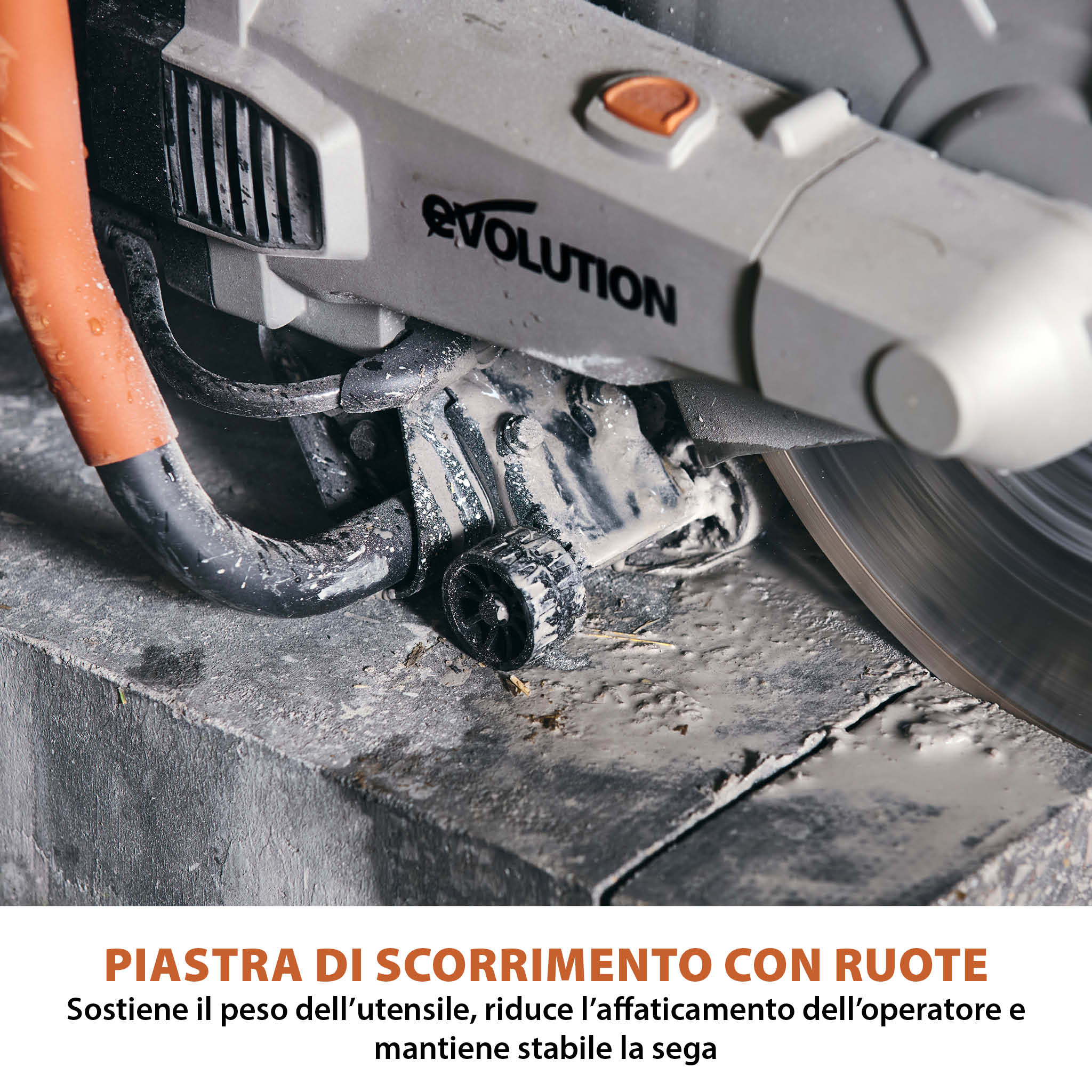 Sega per calcestruzzo elettrica 350mm Evolution R350DCT+ con sistema antipolvere e disco diamantato premium