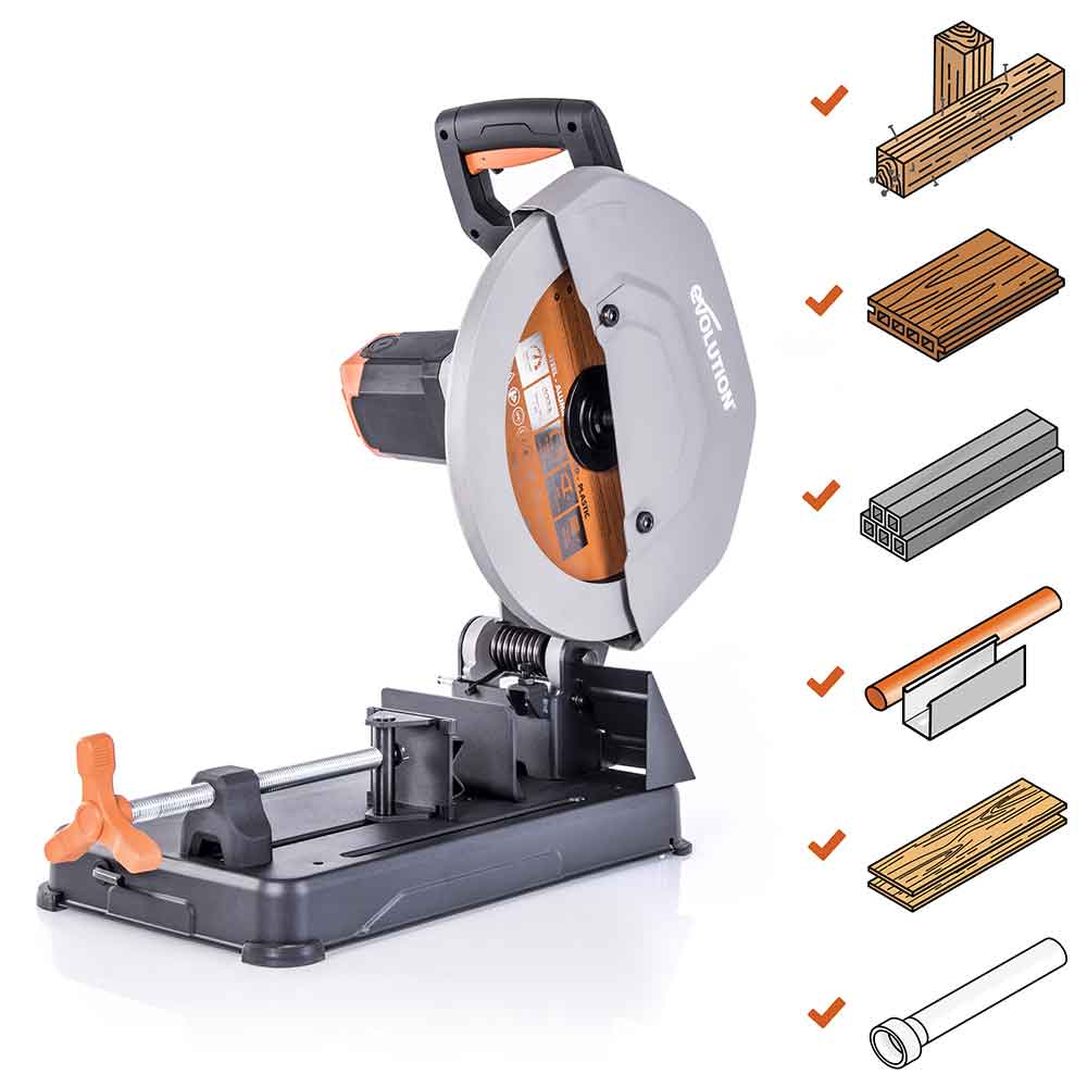 Pacchetto Evolution: Troncatrice a trazione da 355mm R355CPS con lama multi-materiale TCT + supporto universale