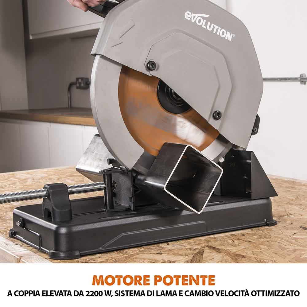 Pacchetto Evolution: Troncatrice a trazione da 355mm R355CPS con lama multi-materiale TCT + supporto universale