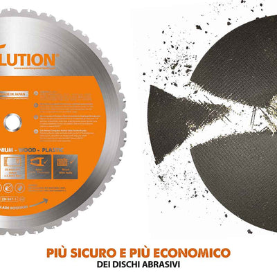 Pacchetto Evolution: Troncatrice a trazione da 355mm R355CPS con lama multi-materiale TCT + supporto universale